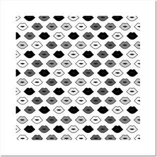 Lips White Pattern Posters and Art